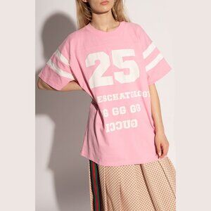 GUCCI T-SHIRT '25 ESCHATOLOGY CREWNECK PINK COTTON LOGO TOP sz S SMALL